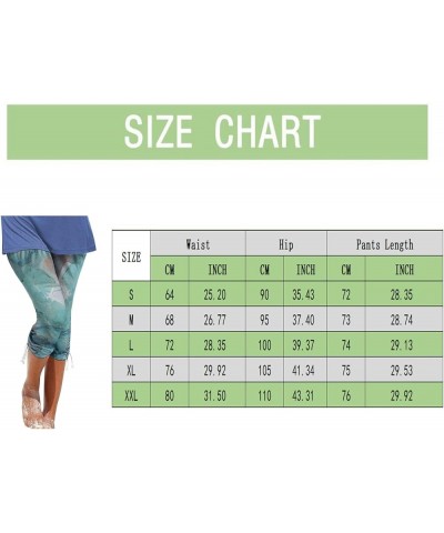 Summer Vacation Capris Womens High Waist Cropped Leggings Floral Print Side Drawstring Skinny 3/4 Pants Blue_5 $8.69 Leggings