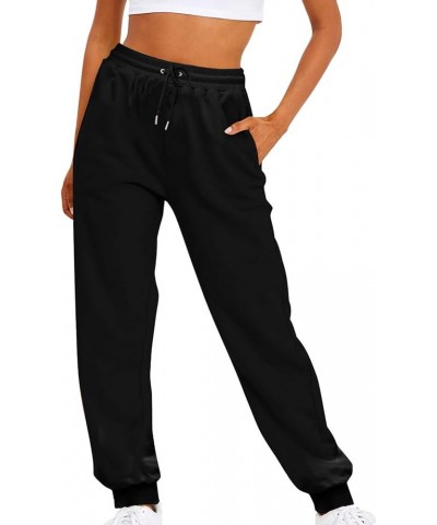 Casual Sweatpants for Women High Waisted Workout Jogger Pants Athletic Fashion Lounge Trousers with Pockets 002 Black $12.50 ...