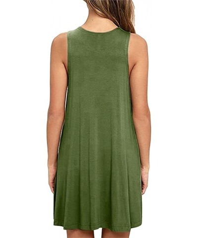 Womens Summer Sleeveless Beach Dress Loose Swinsuit Sundress with Pockets Plus Size Army Green $14.74 Dresses