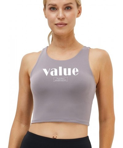 Workout Tops for Women Sleeveless Yoga Tops Running Short Tank Scoop Neck Crop Tops Light Grey $6.00 Activewear