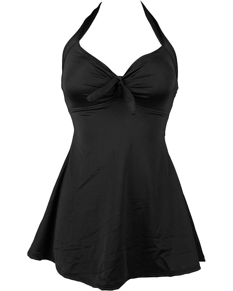 Vintage Sailor Pin Up Swimsuit Retro One Piece Skirtini Cover Up Swimdress(FBA) Solidblack(fast Ship) $20.05 Swimsuits