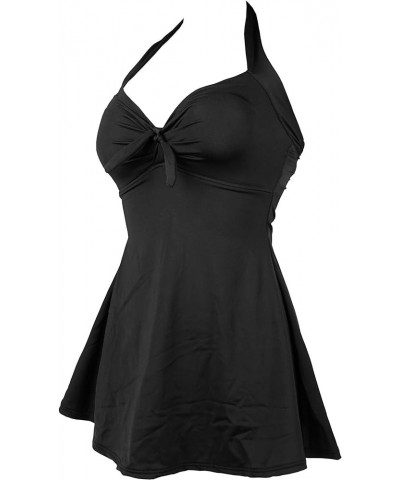 Vintage Sailor Pin Up Swimsuit Retro One Piece Skirtini Cover Up Swimdress(FBA) Solidblack(fast Ship) $20.05 Swimsuits