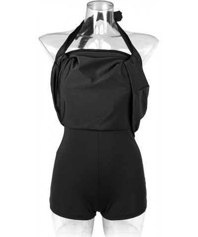 Vintage Sailor Pin Up Swimsuit Retro One Piece Skirtini Cover Up Swimdress(FBA) Solidblack(fast Ship) $20.05 Swimsuits