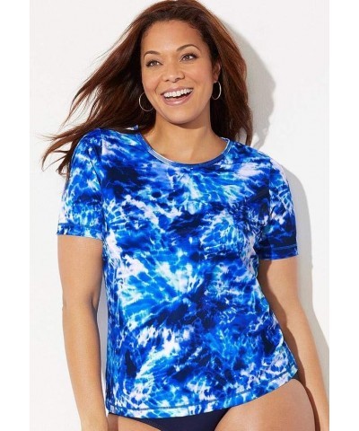 Women's Plus Size Chlorine Resistant Swim Tee Pink Orange Tie Dye $28.36 Others