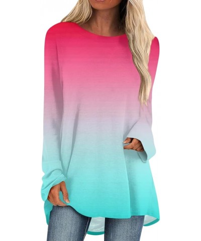 Fall Womens Fashion 2023 Long Sleeve Shirts for Women Plus Size Casual Going Out Tops Trendy Classic Graphic Tees 6-cyan $7.3...