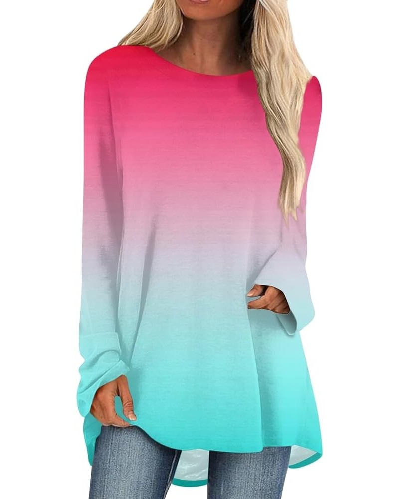 Fall Womens Fashion 2023 Long Sleeve Shirts for Women Plus Size Casual Going Out Tops Trendy Classic Graphic Tees 6-cyan $7.3...