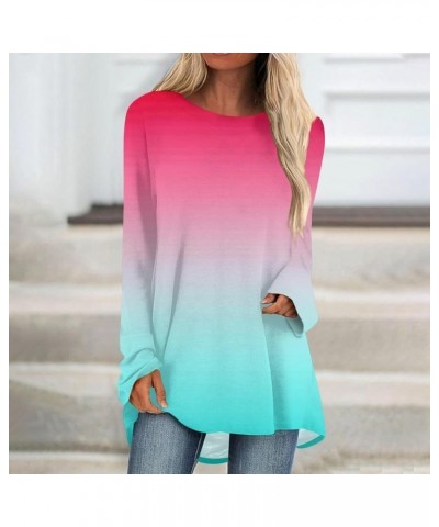 Fall Womens Fashion 2023 Long Sleeve Shirts for Women Plus Size Casual Going Out Tops Trendy Classic Graphic Tees 6-cyan $7.3...