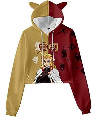 Women Girls Anime Slayer Kimetsu no Yaiba Cute Cat Ear Hoodie Crop Top Pullover Sweatshirt Black31 $12.53 Hoodies & Sweatshirts