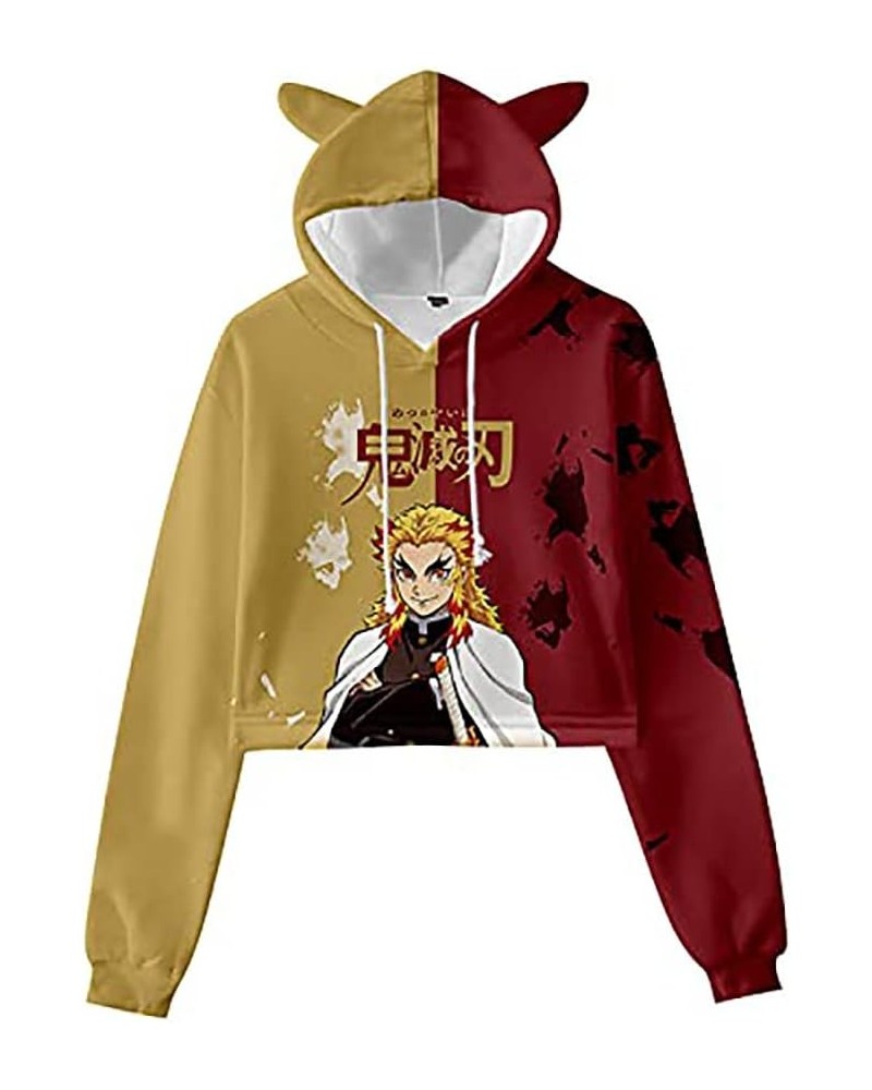 Women Girls Anime Slayer Kimetsu no Yaiba Cute Cat Ear Hoodie Crop Top Pullover Sweatshirt Black31 $12.53 Hoodies & Sweatshirts