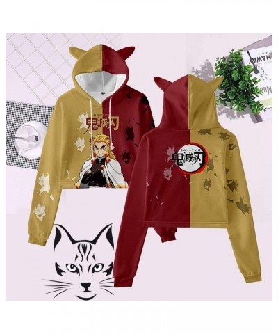 Women Girls Anime Slayer Kimetsu no Yaiba Cute Cat Ear Hoodie Crop Top Pullover Sweatshirt Black31 $12.53 Hoodies & Sweatshirts