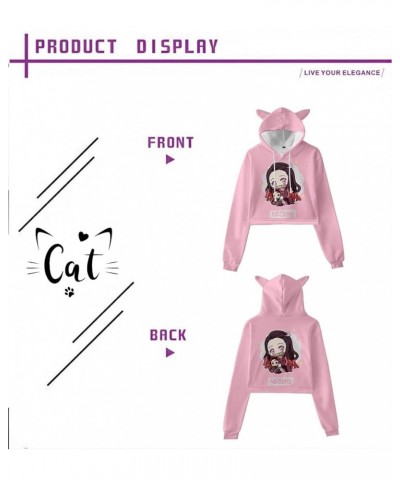 Women Girls Anime Slayer Kimetsu no Yaiba Cute Cat Ear Hoodie Crop Top Pullover Sweatshirt Black31 $12.53 Hoodies & Sweatshirts