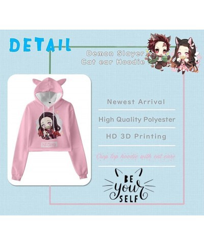 Women Girls Anime Slayer Kimetsu no Yaiba Cute Cat Ear Hoodie Crop Top Pullover Sweatshirt Black31 $12.53 Hoodies & Sweatshirts