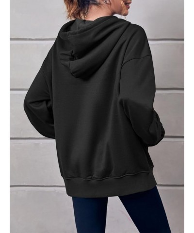 Women's Hoodie Oversized Sweatshirt Ruched Long Sleeve Loose Drawstring Pullover With Pocket Black $10.19 Hoodies & Sweatshirts