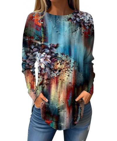 Sweatshirt For Women,Womens Casual Print Long Round Neck T Shirts Blouses To Wear With Leggings Tops Tunic 1-light Blue $5.57...