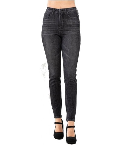 Women's High Waist Tummy Control Black Wash Skinny Jeans 88753 Black $35.26 Jeans