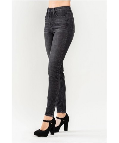 Women's High Waist Tummy Control Black Wash Skinny Jeans 88753 Black $35.26 Jeans