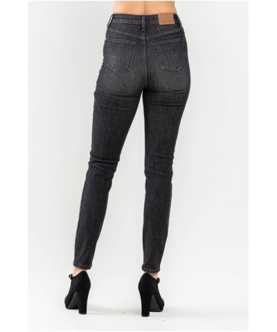 Women's High Waist Tummy Control Black Wash Skinny Jeans 88753 Black $35.26 Jeans