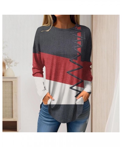 Blouses for Women Dressy Casual Hippie T-Shirts Geometric Print Tunics Tops Long Sleeve Crew Neck Sweatshirts Fall Winter 01-...