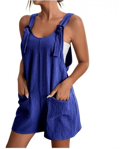 Women Short Overalls Summer Dressy Casual Adjustable Straps Loose Wide Leg Bib Rompers Jumpsuits with Pockets E02_blue $5.28 ...