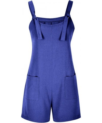 Women Short Overalls Summer Dressy Casual Adjustable Straps Loose Wide Leg Bib Rompers Jumpsuits with Pockets E02_blue $5.28 ...