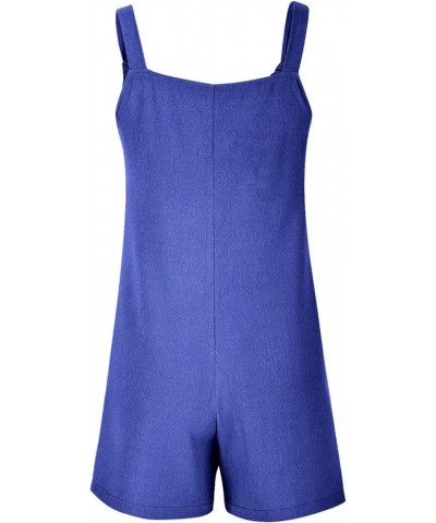 Women Short Overalls Summer Dressy Casual Adjustable Straps Loose Wide Leg Bib Rompers Jumpsuits with Pockets E02_blue $5.28 ...