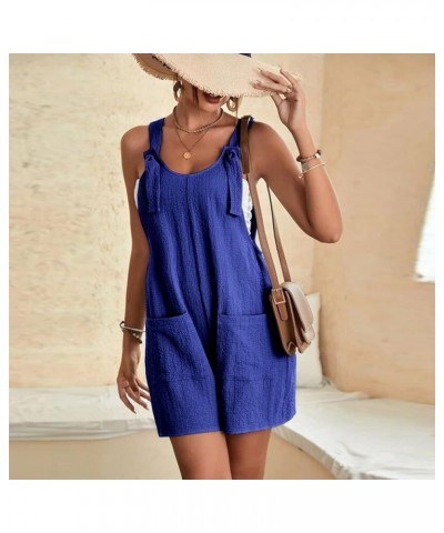 Women Short Overalls Summer Dressy Casual Adjustable Straps Loose Wide Leg Bib Rompers Jumpsuits with Pockets E02_blue $5.28 ...