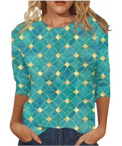 Women's 3/4 Length Sleeve Tops Print Graphic Tees Blouses Casual Plus Size Basic Tops Pullover Summer Tops 2-green $9.50 Tees