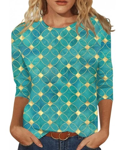 Women's 3/4 Length Sleeve Tops Print Graphic Tees Blouses Casual Plus Size Basic Tops Pullover Summer Tops 2-green $9.50 Tees