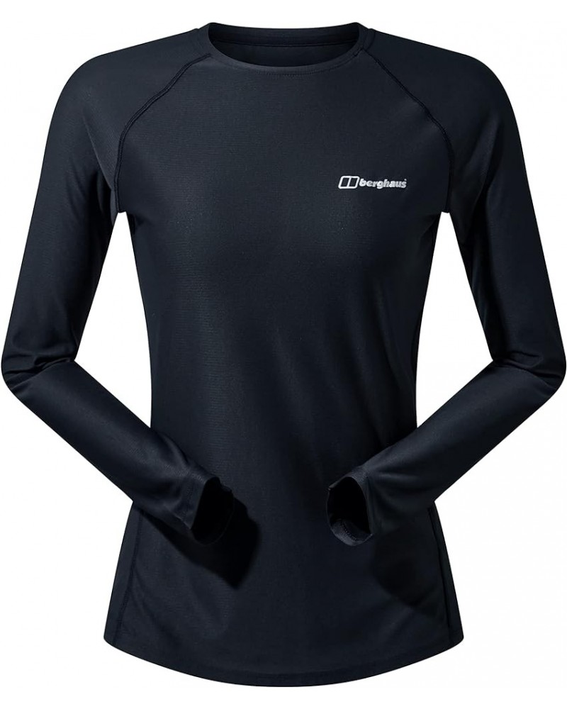 Women's T Shirt Moisture Wicking 24/7 Tech Long Sleeve Jet Black $8.80 Activewear