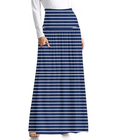 Maxi Skirts for Women Ankle Length Skirt Casual Long Skirt High Waisted Maxi Skirt Reg and Plus Size Skirt Long Skirt Navy St...