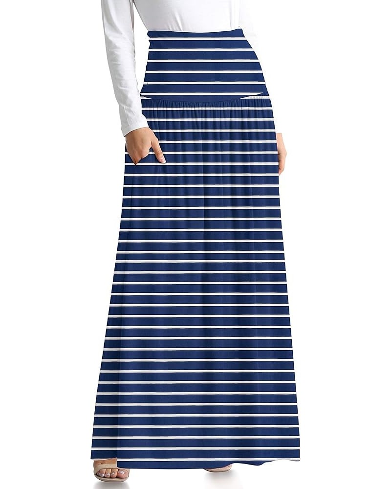 Maxi Skirts for Women Ankle Length Skirt Casual Long Skirt High Waisted Maxi Skirt Reg and Plus Size Skirt Long Skirt Navy St...