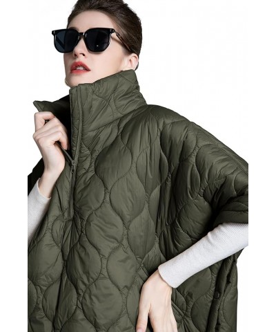 Women's Oversized Quilted Jackets Half Sleeve Stand Collar Pullover Lightweight Puffer Jackets Padded Winter Coat Army Green ...