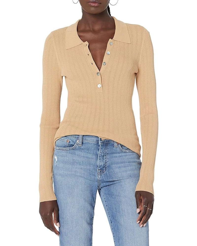 Women's Dara Slim-Fitted Variegated Rib Polo Sweater Curds & Whey $20.75 Sweaters