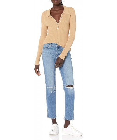 Women's Dara Slim-Fitted Variegated Rib Polo Sweater Curds & Whey $20.75 Sweaters