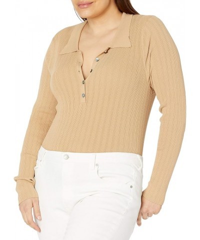 Women's Dara Slim-Fitted Variegated Rib Polo Sweater Curds & Whey $20.75 Sweaters