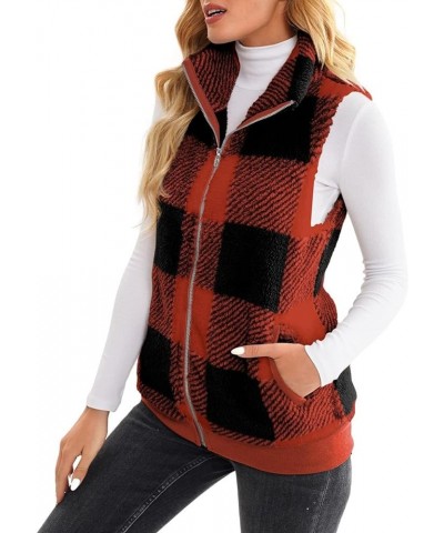 Womens Fuzzy Sherpa Fleece Jacket Lightweight Vest Cozy Sleeveless Cardigan Zipper Waistcoat Outerwear with Pocket 003-red $7...