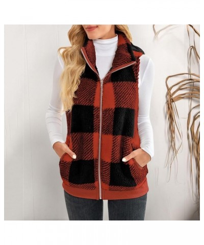 Womens Fuzzy Sherpa Fleece Jacket Lightweight Vest Cozy Sleeveless Cardigan Zipper Waistcoat Outerwear with Pocket 003-red $7...