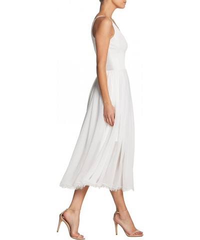 Women's Alicia Plunging Mix Media Sleeveless Fit and Flare Midi Dress Off-white $47.74 Dresses