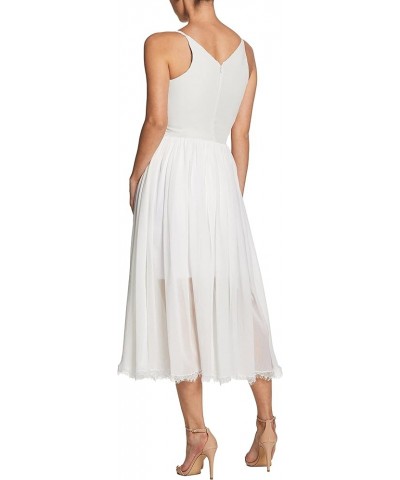 Women's Alicia Plunging Mix Media Sleeveless Fit and Flare Midi Dress Off-white $47.74 Dresses