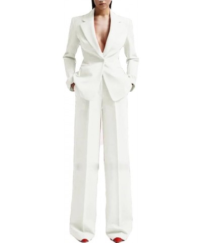 Formal Women Suits Office Slim Fit Ladies 2 Pcs Blazer Pants Set Lady Business Work Wear Party Dress White $48.14 Suits