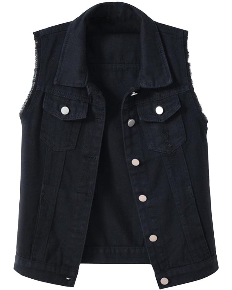 Womens Plain Vest Coat Sleeveless Denim Jacket 2024 Fall Fashion Outerwear Tops Casual Sexy Waistcoat Plus Size Coats Black $...