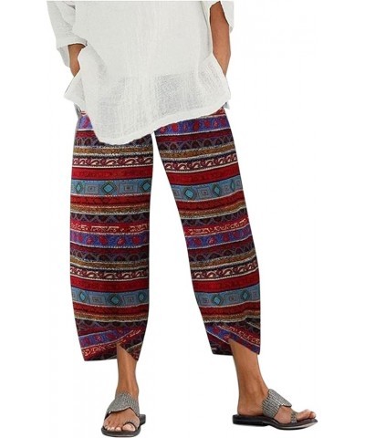 Pants for Women Trendy Women's Linen Pants Plus Size Loose Palazzo Plus Size Pants Cotton Beach Linen Pants Zs6-red $9.62 Pants