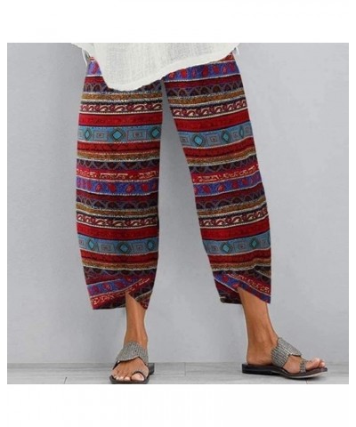 Pants for Women Trendy Women's Linen Pants Plus Size Loose Palazzo Plus Size Pants Cotton Beach Linen Pants Zs6-red $9.62 Pants