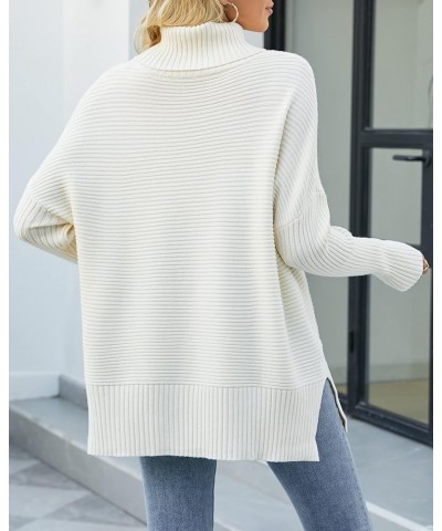 Womens Turtleneck Oversized Fall Sweaters Long Batwing Sleeve Spilt Hem Knit Casual Chunky Pullover Sweater Tops Apricot $20....