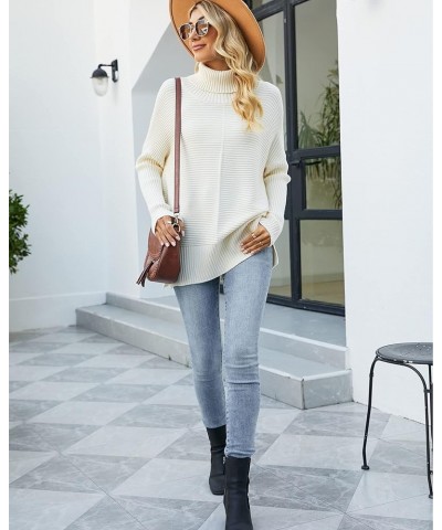 Womens Turtleneck Oversized Fall Sweaters Long Batwing Sleeve Spilt Hem Knit Casual Chunky Pullover Sweater Tops Apricot $20....