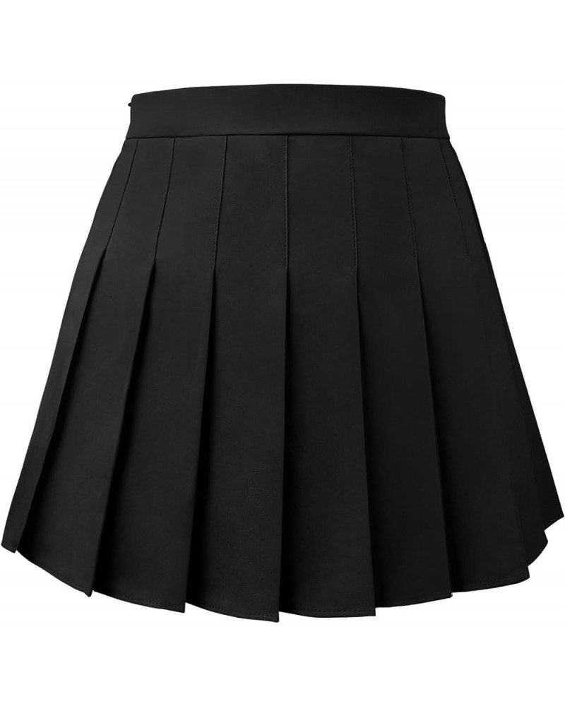 Pleated Skirt for Women Skater Skirt with Shorts Elastic Waist Plus Size Tennis Skirts Black $10.25 Skirts