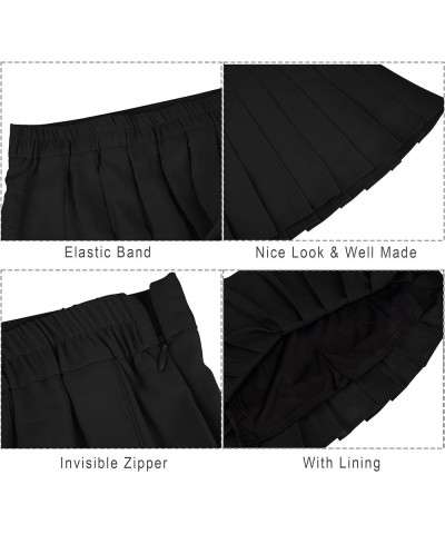 Pleated Skirt for Women Skater Skirt with Shorts Elastic Waist Plus Size Tennis Skirts Black $10.25 Skirts