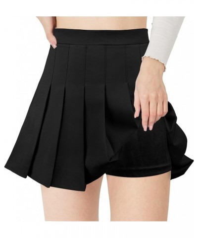 Pleated Skirt for Women Skater Skirt with Shorts Elastic Waist Plus Size Tennis Skirts Black $10.25 Skirts