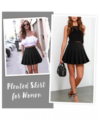 Pleated Skirt for Women Skater Skirt with Shorts Elastic Waist Plus Size Tennis Skirts Black $10.25 Skirts