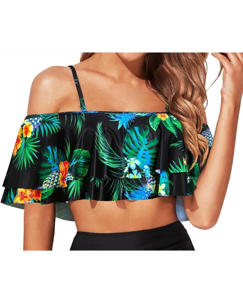 Ruffle Bikini Top Off Shoulder Swim Top Flounce Swimsuit Top for Women Pineapple $13.86 Swimsuits